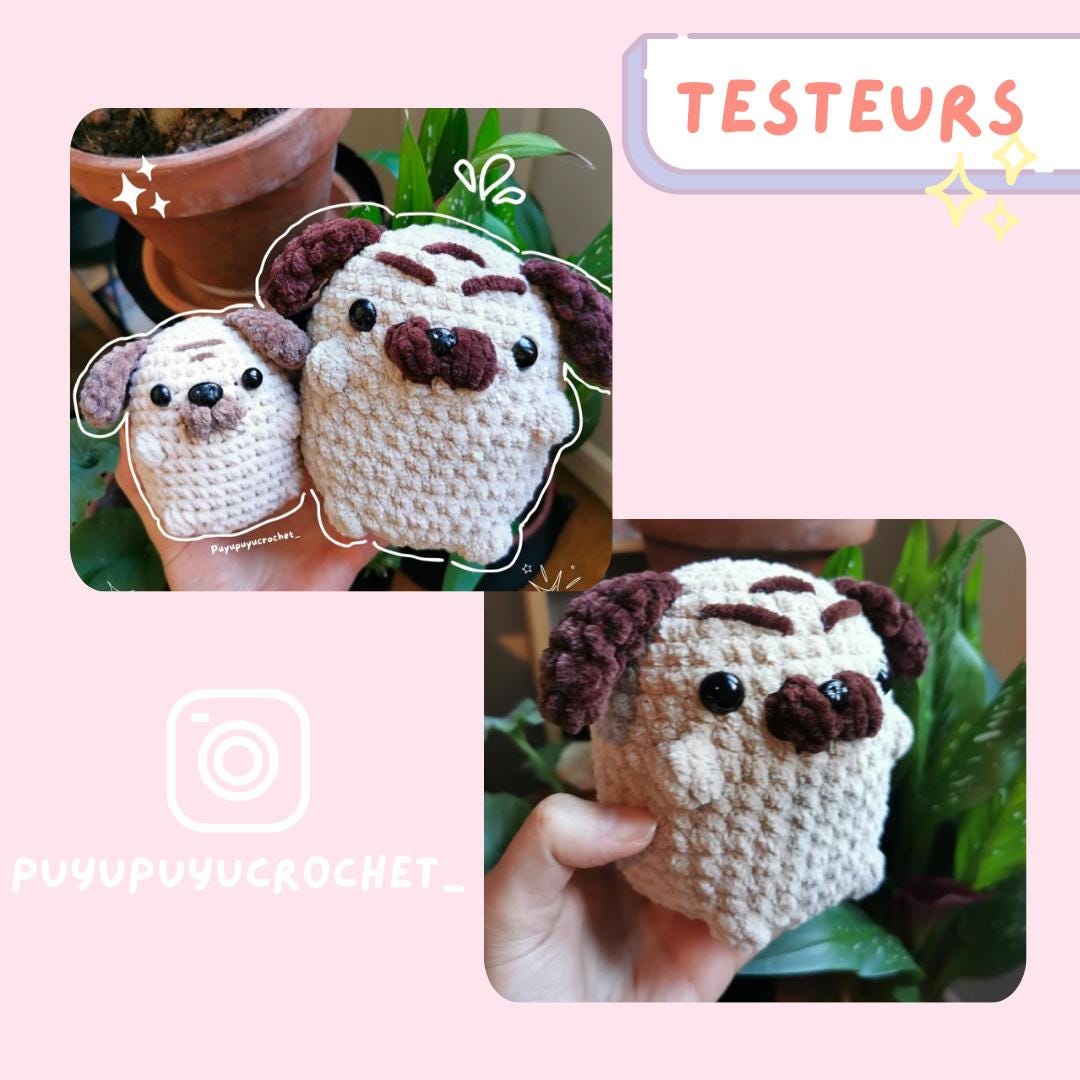 Modèle de Crochet facile Patate le carlin / LOW SEW / FR-EN