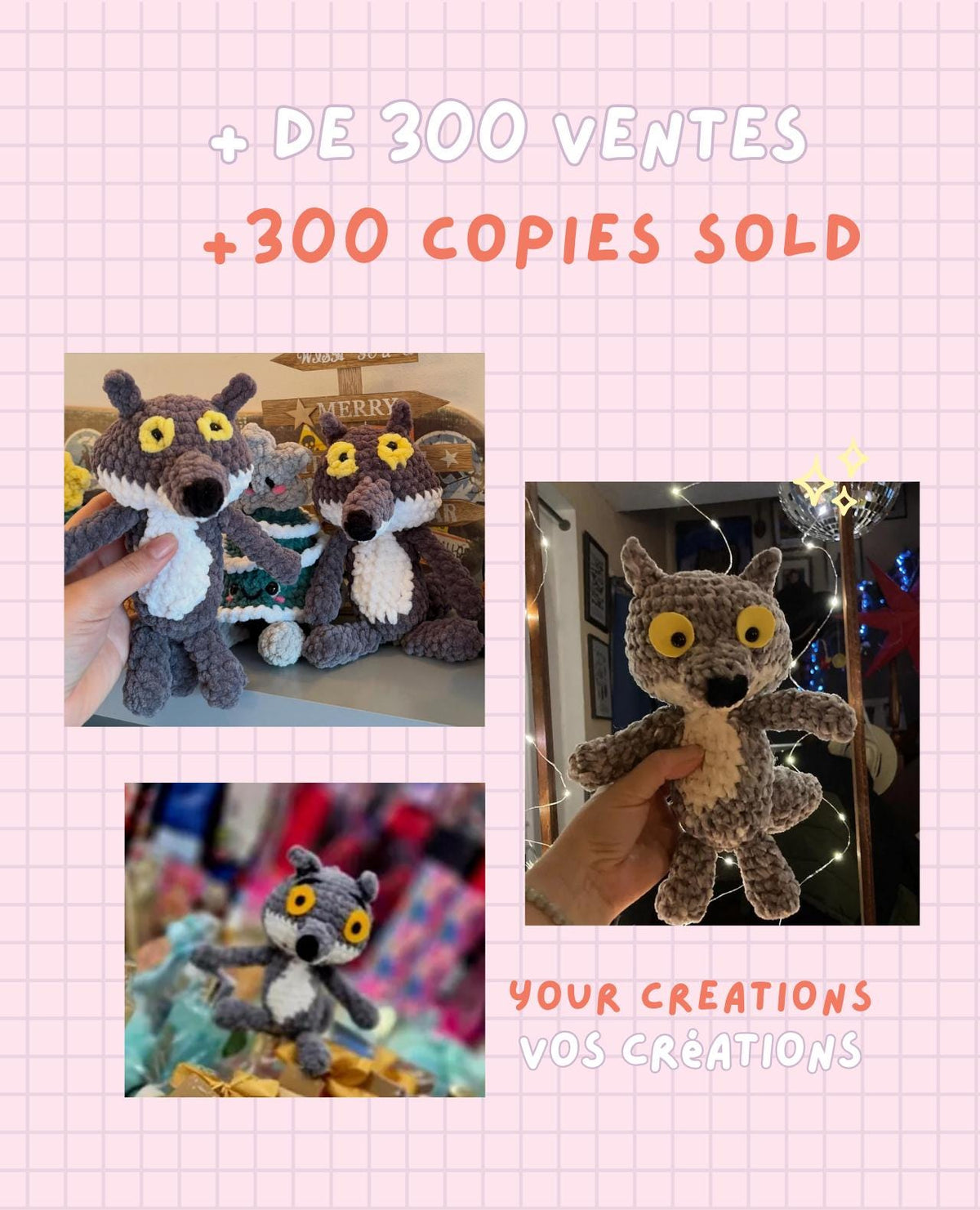 Modèle de Crochet P'tit Loup mal aimé | patron Amigurumi Loup en anglais et français