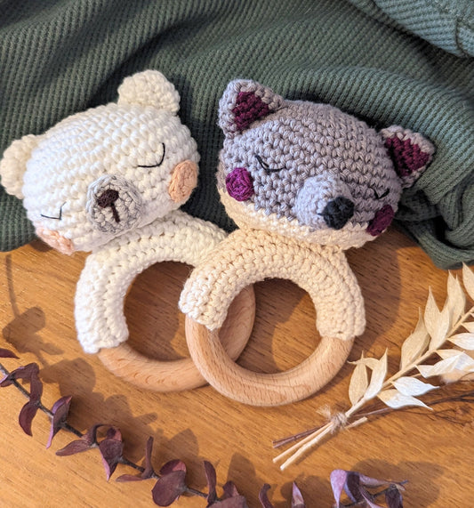 hochet bébé loup ou ours