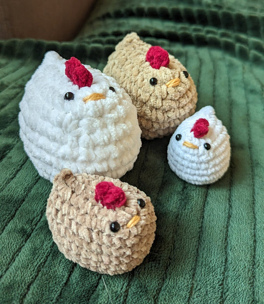 peluche famille de poules