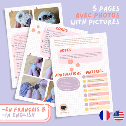 Modèle de Crochet facile Patate le carlin / LOW SEW / FR-EN