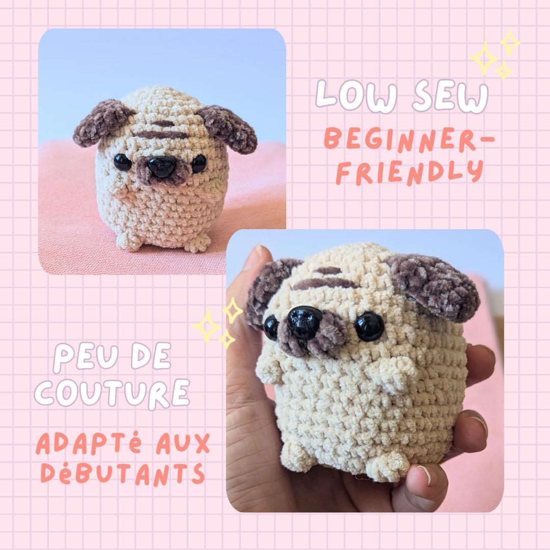 Modèle de Crochet facile Carlin Rigolo | Amigurumi Chien Carlin Sans Couture - DIY Peluche Mignonne à Faire Soi-Même