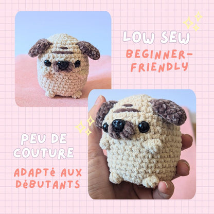 Modèle de Crochet facile Carlin Rigolo | Amigurumi Chien Carlin Sans Couture - DIY Peluche Mignonne à Faire Soi-Même