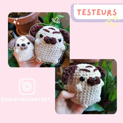 Modèle de Crochet facile Carlin Rigolo | Amigurumi Chien Carlin Sans Couture - DIY Peluche Mignonne à Faire Soi-Même