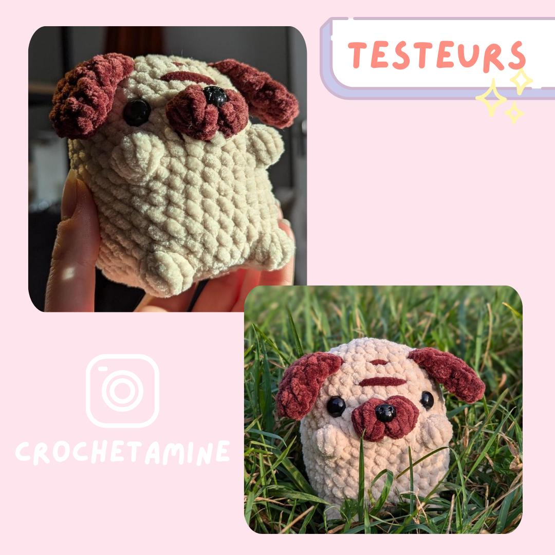 Modèle de Crochet facile Carlin Rigolo | Amigurumi Chien Carlin Sans Couture - DIY Peluche Mignonne à Faire Soi-Même