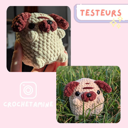 Modèle de Crochet facile Carlin Rigolo | Amigurumi Chien Carlin Sans Couture - DIY Peluche Mignonne à Faire Soi-Même