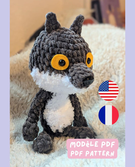Modèle de Crochet P'tit Loup mal aimé | patron Amigurumi Loup en anglais et français