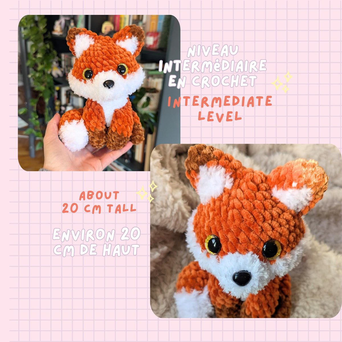Patron Amigurumi Renard PDF | Modèle de Crochet Renard | Peluche Renard au Crochet | Tutoriel Français & English
