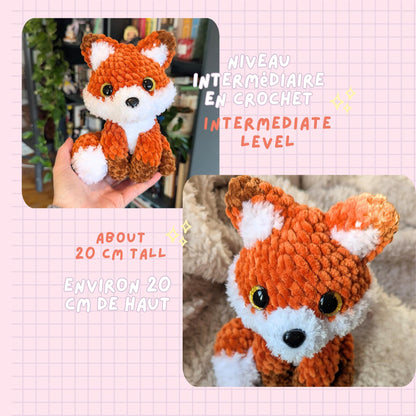 Patron Amigurumi Renard PDF | Modèle de Crochet Renard | Peluche Renard au Crochet | Tutoriel Français & English