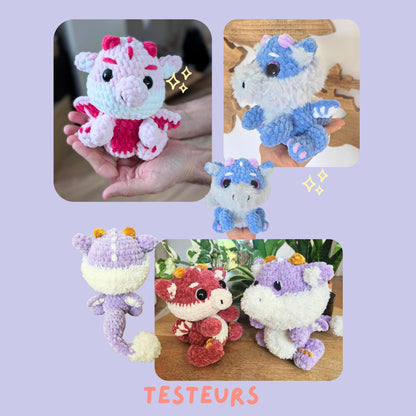 Patron Amigurumi Dragon PDF | Modèle de Crochet Dragon | Dragon Kawaii au Crochet | Tutoriel avec Photos | Français & English