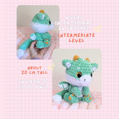 Patron Amigurumi Dragon PDF | Modèle de Crochet Dragon | Dragon Kawaii au Crochet | Tutoriel avec Photos | Français & English