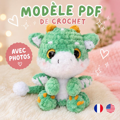 Patron Amigurumi Dragon PDF | Modèle de Crochet Dragon | Dragon Kawaii au Crochet | Tutoriel avec Photos | Français & English